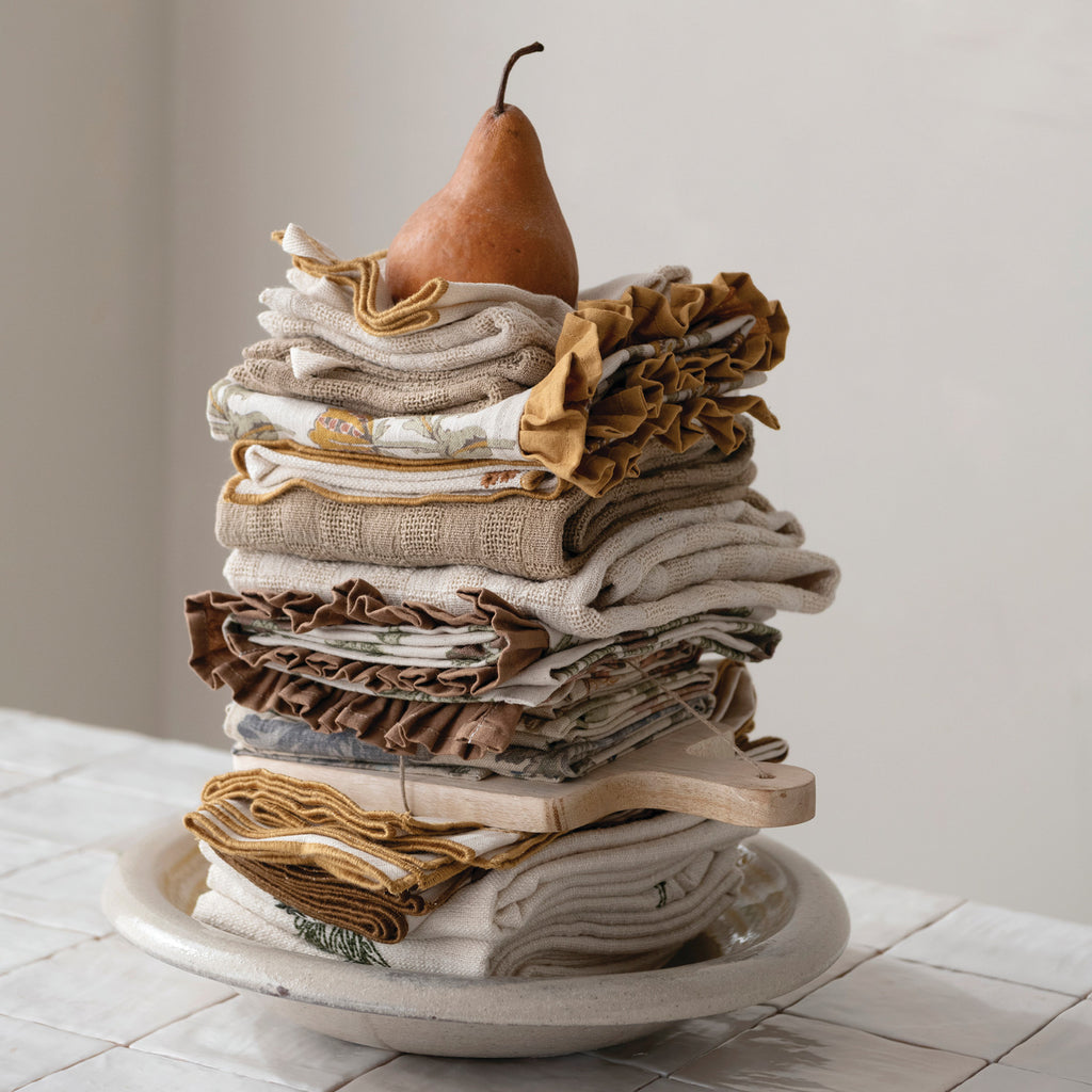 S/3 Embroidered Floral & Waffle-Weave Tea Towels