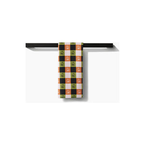 Geometry - Jack-o-Lantern Checker Tea Towel