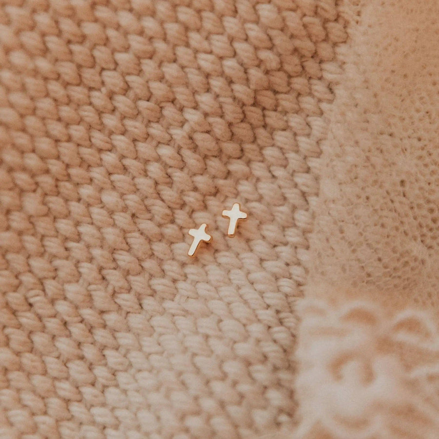 Cross Studs | Gold