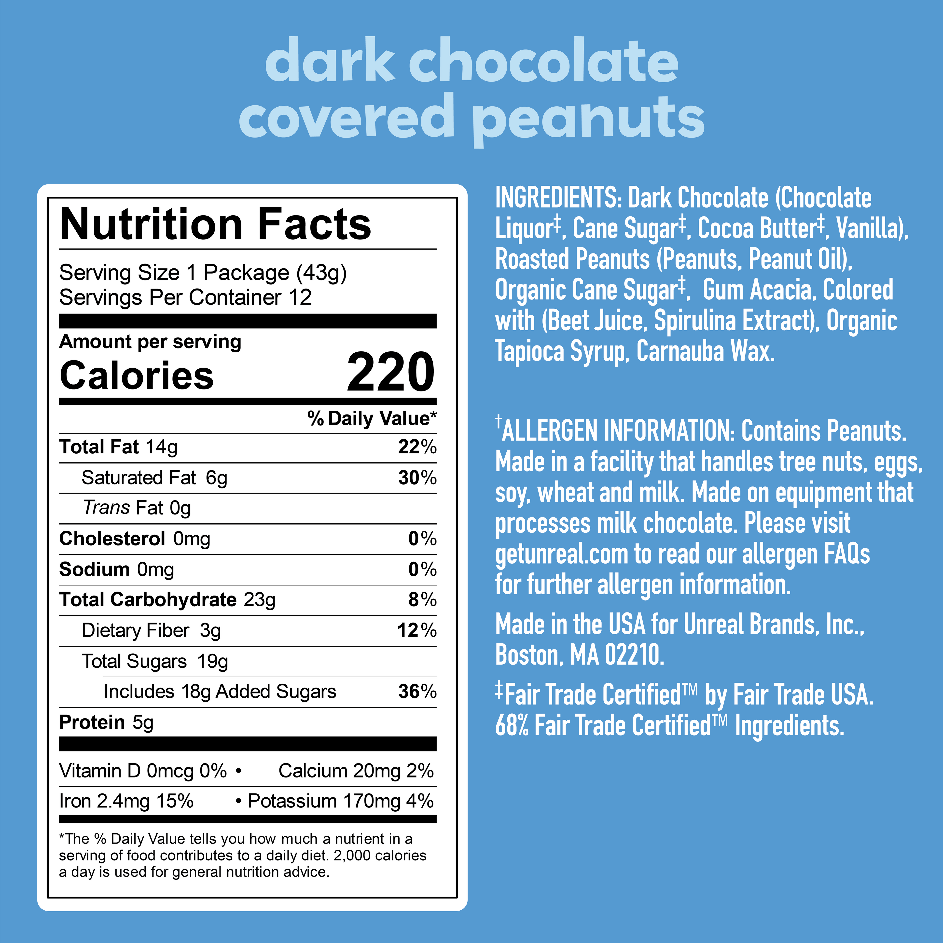UNREAL - Dark Chocolate Peanut Gems Snack Bag