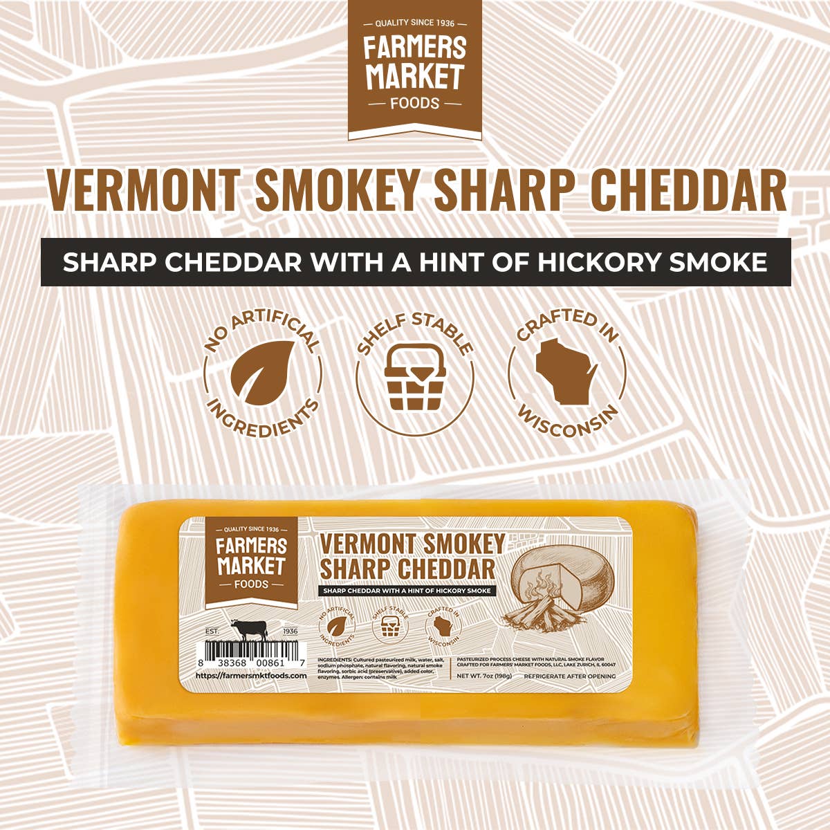 Vermont Smokey Sharp Cheddar (Shelf Stable)