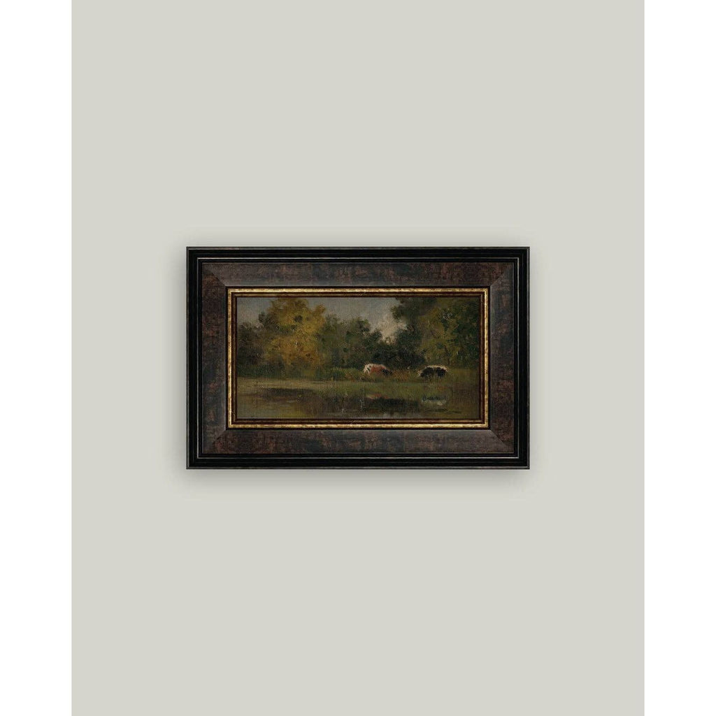 In The Pasture Antique Framed Art | 14x9