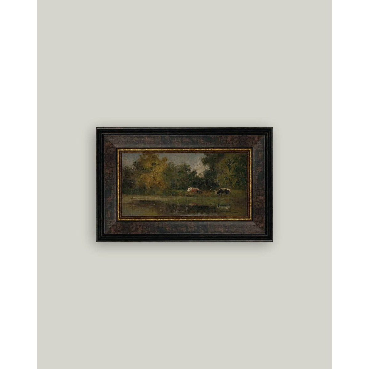 In The Pasture Antique Framed Art | 14x9