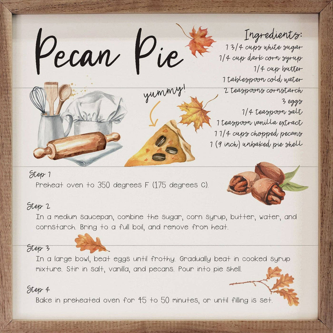 Recipe Framed Art | Pecan Pie