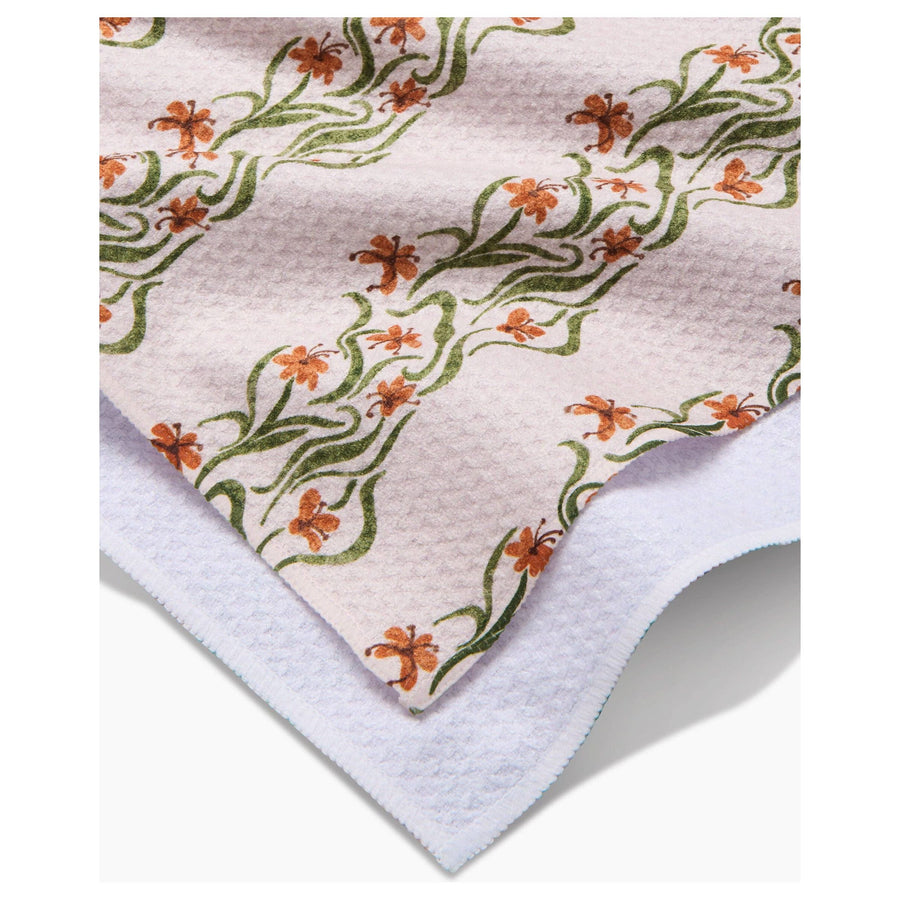 Geometry - Floral Fall Stripe Tea Towel