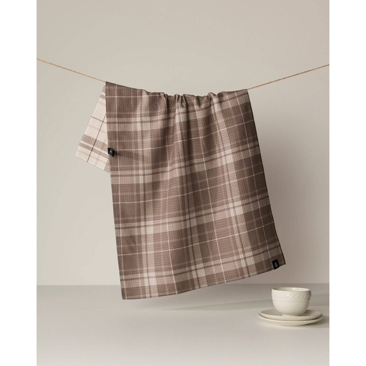 Geometry - Oat Plaid Luxe Kitchen Towel
