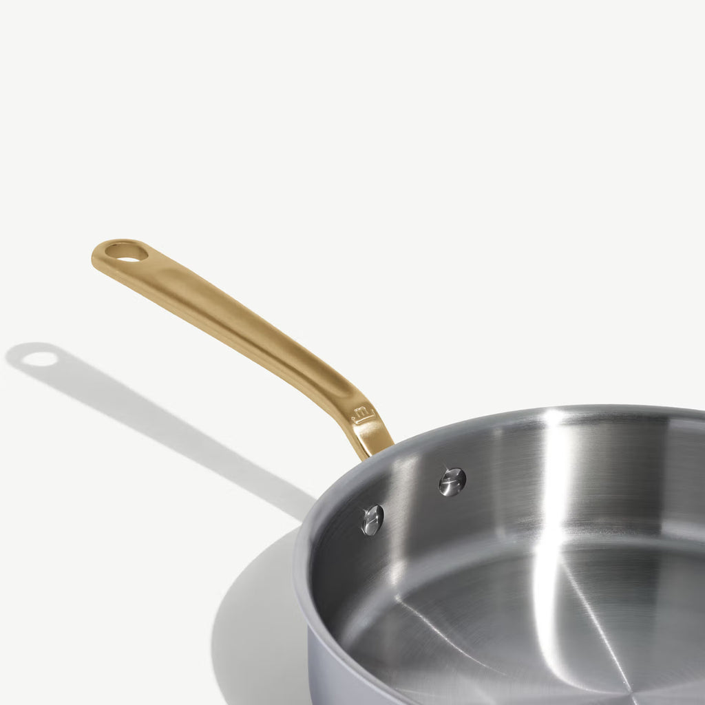 Stainless Clad Saute Pan | Antique Brass Handle