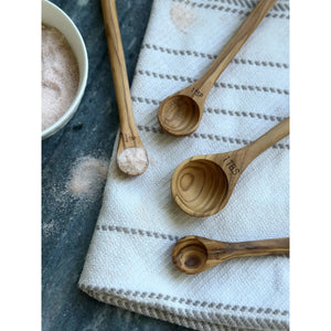 S/4 Handcrafted Olive Wood Long Handle Measuring Spoons