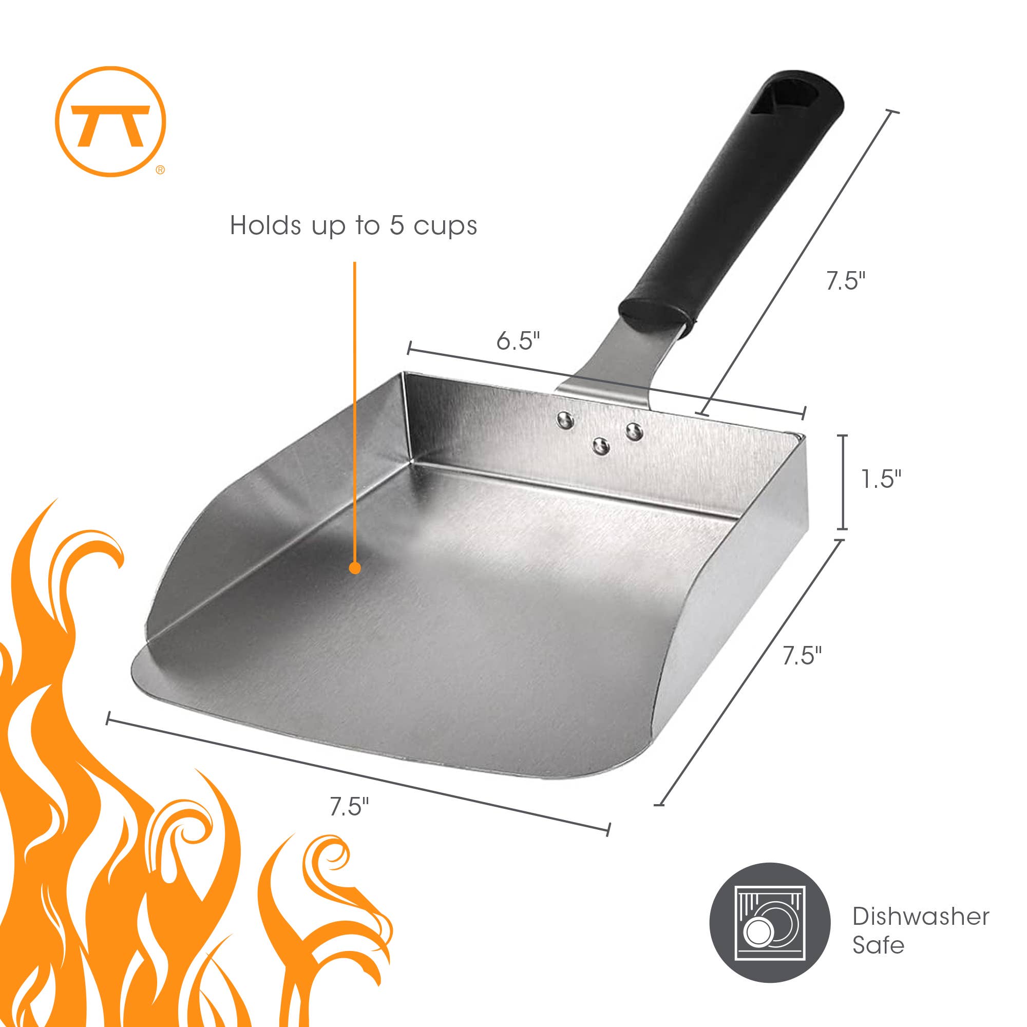 Fox Run Brands - Outset Stainless Steel Griddle Scoop, XL 5 Cup Food Shovel