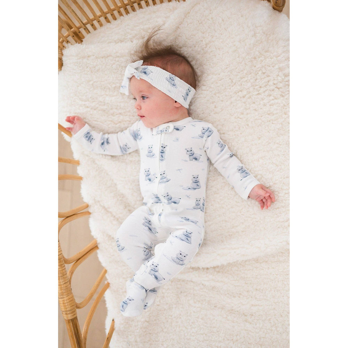 L'ovedbaby - Baby Hippo | Organic Zipper Footie: 0-3m
