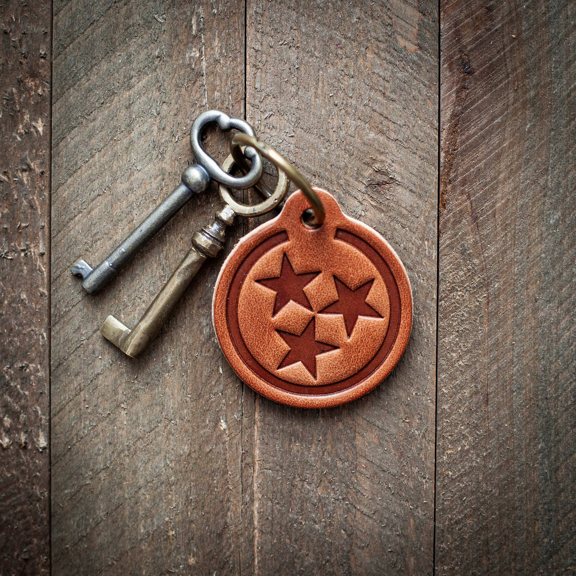 Leather Keychain  | Tennessee Tri-Star