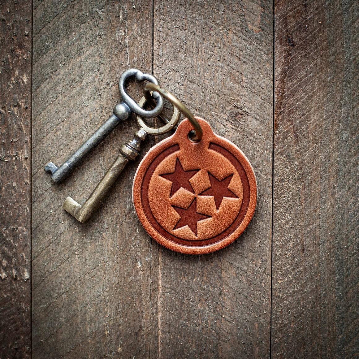 Leather Keychain  | Tennessee Tri-Star