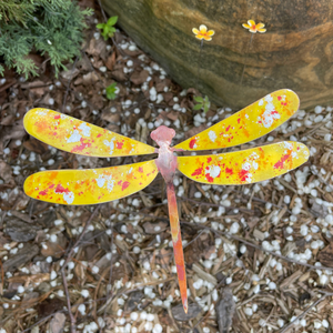 Enamel Dragonfly Garden Stake