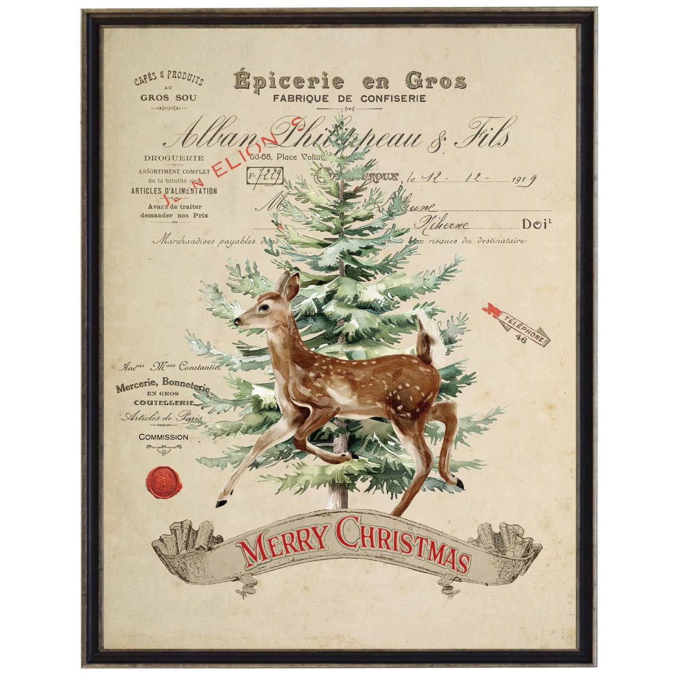 Vintage Deer & Tree Bookplate | 8" x 10"
