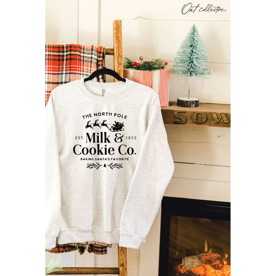 The North Pole Milk & Cookie Graphic Sweatshirt | Heather Green
