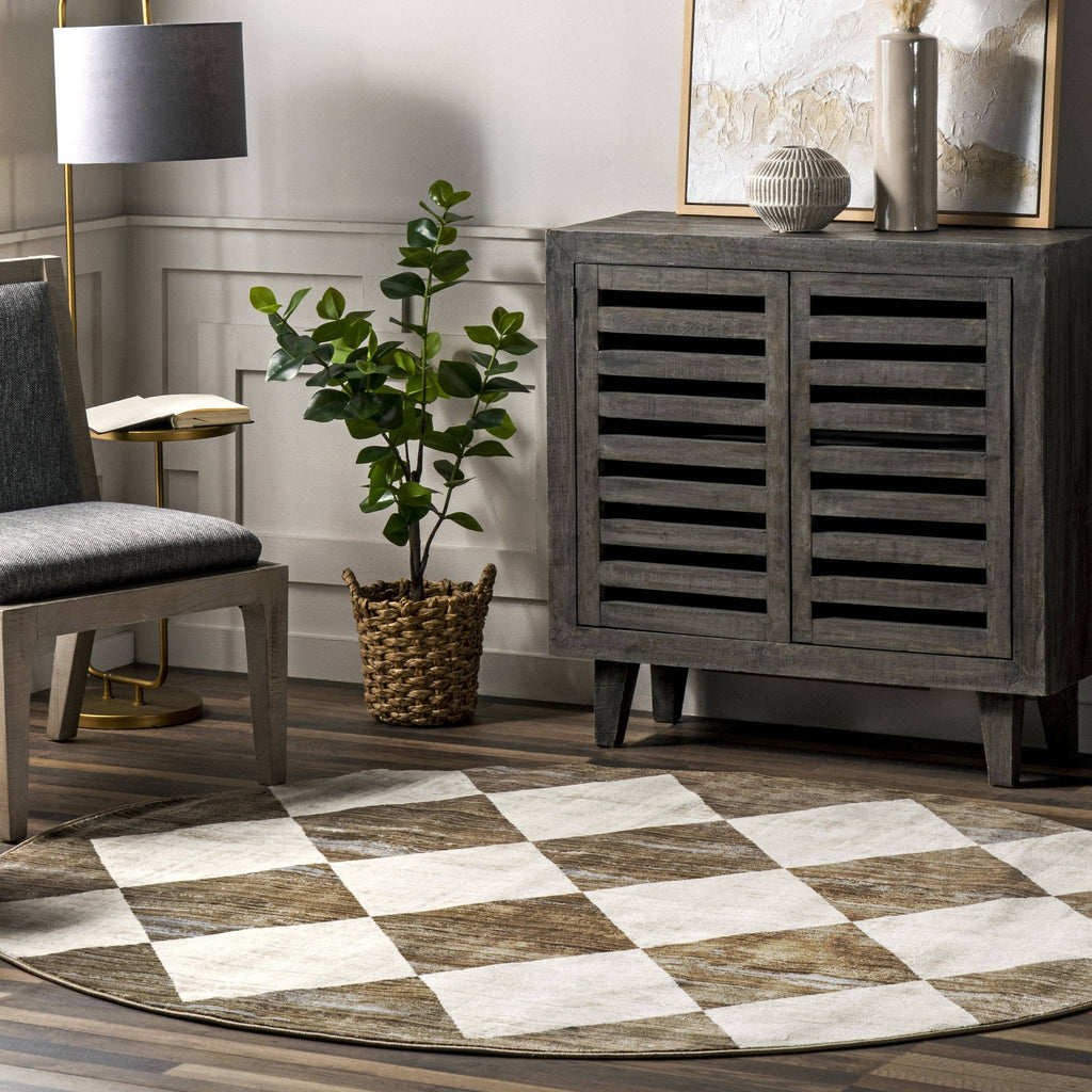Meline Checkered Fringe Area Rug