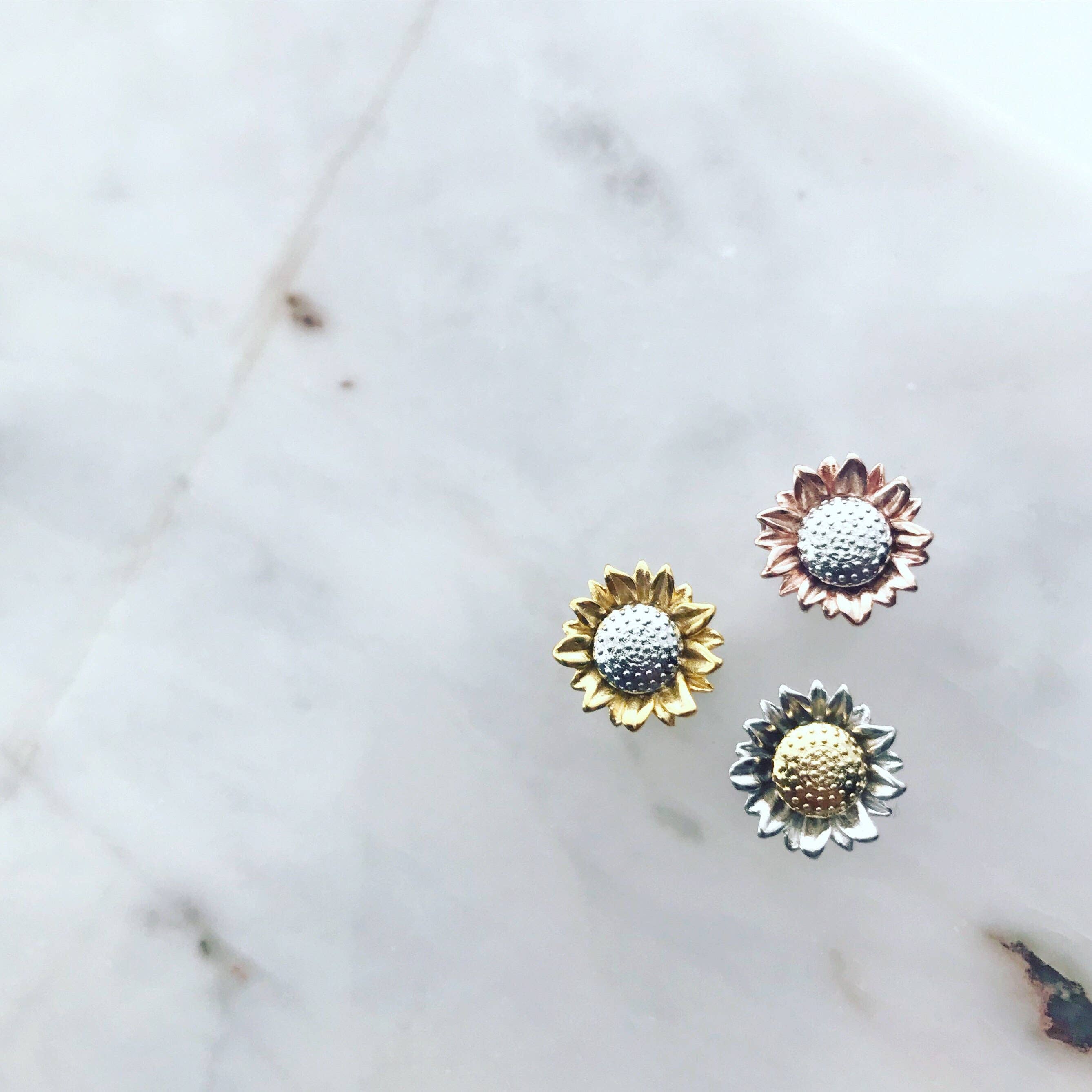 Sunflower Earrings | Silver