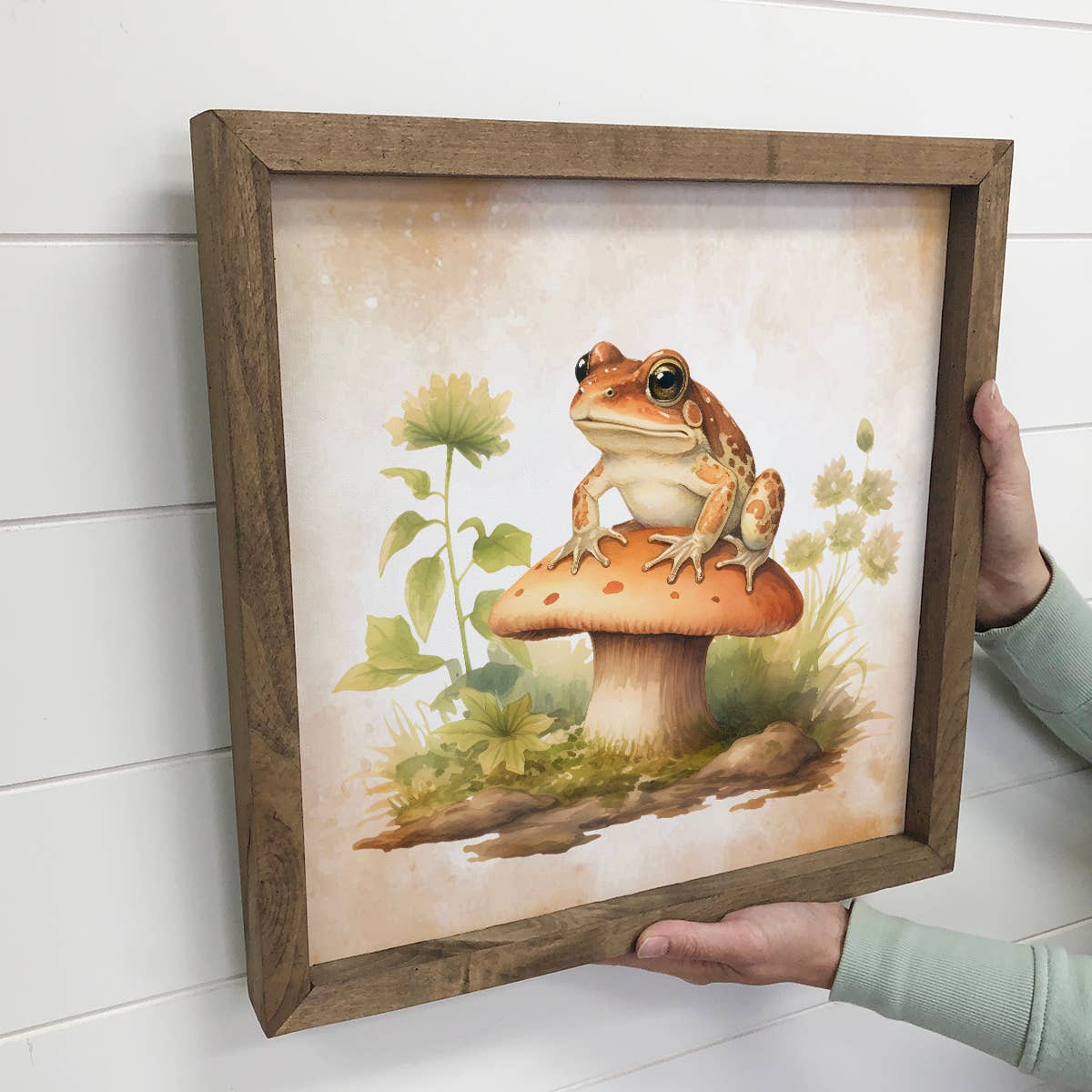 Mini Wood Framed Canvas Art | Woodland Cute Frog