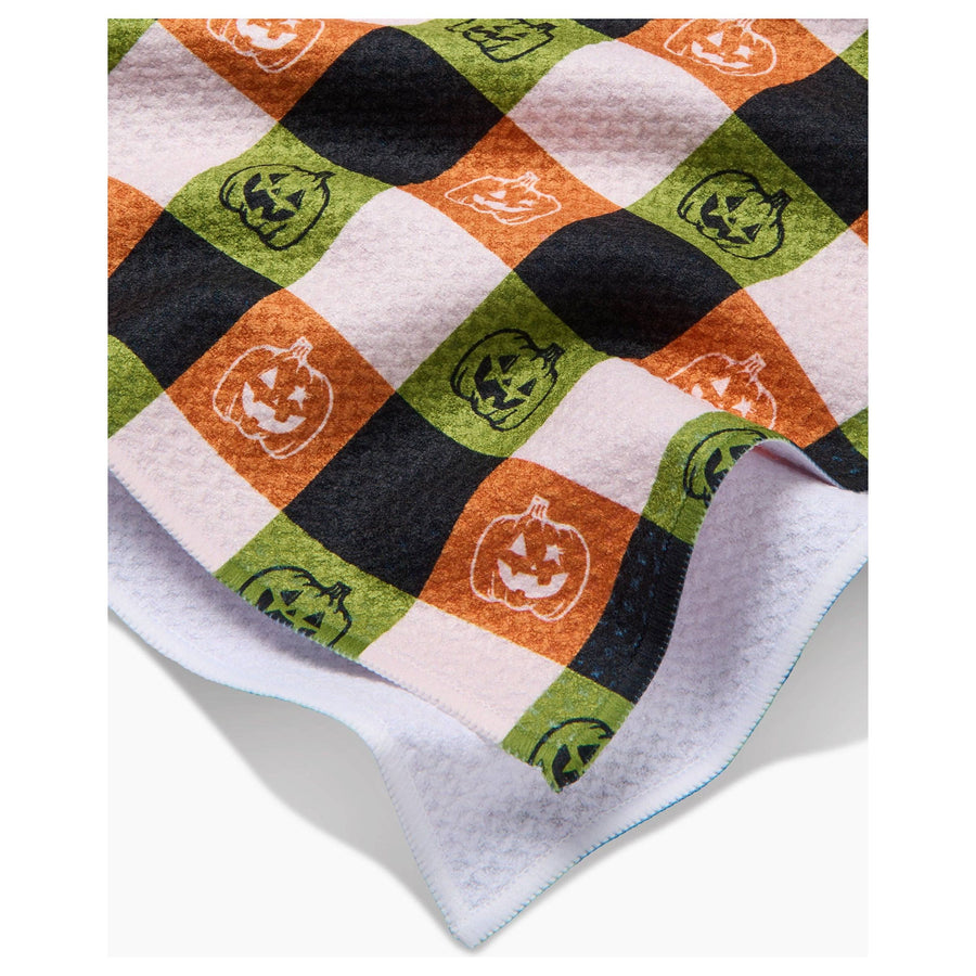 Geometry - Jack-o-Lantern Checker Tea Towel