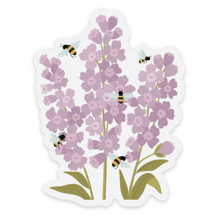 Busy Lavender Bees Sticker