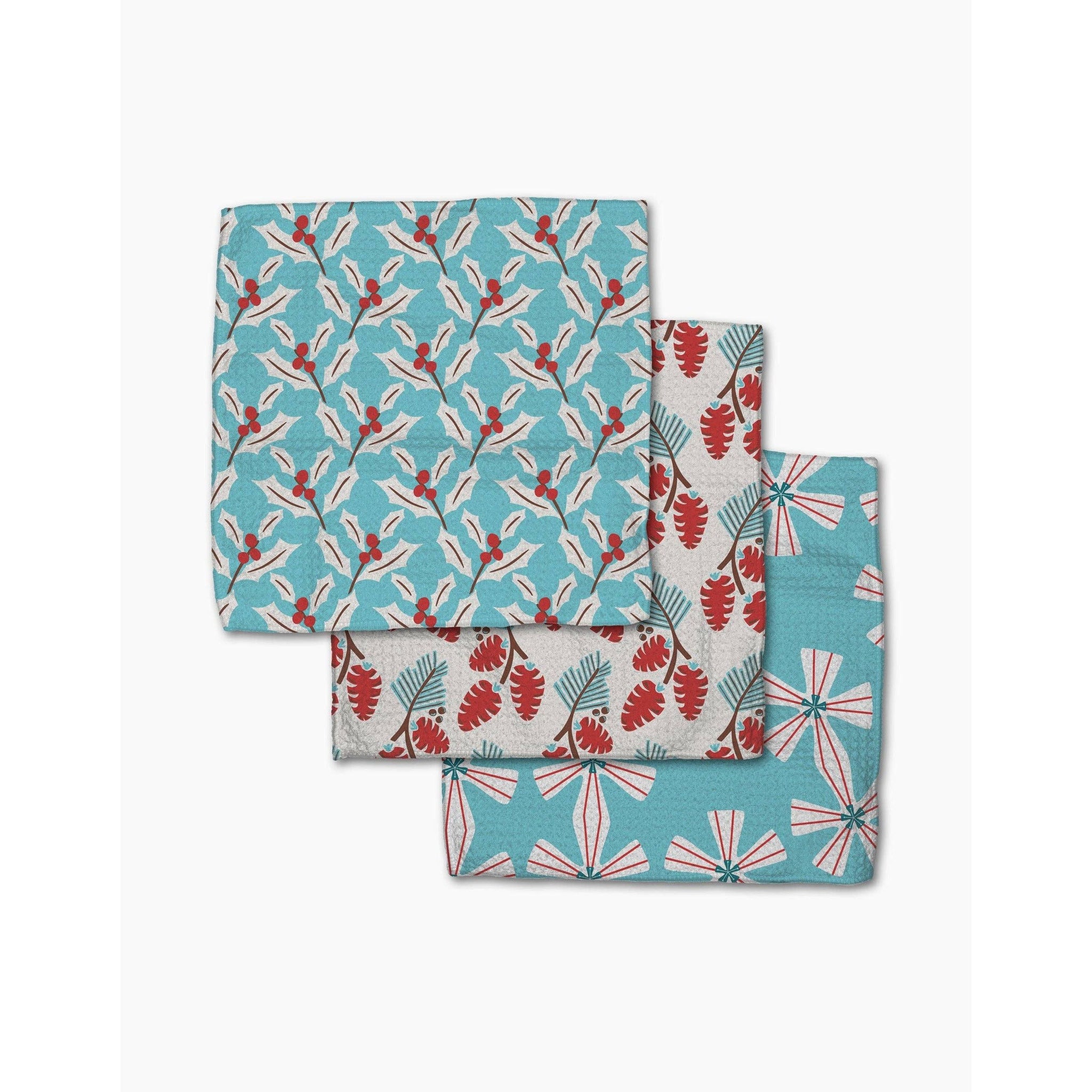 Geometry - Winter Holly Dishcloth Set