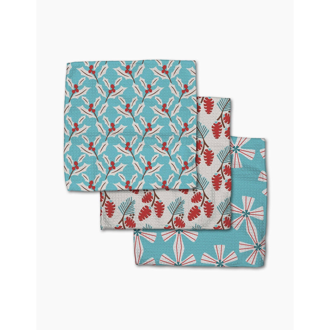 Geometry - Winter Holly Dishcloth Set