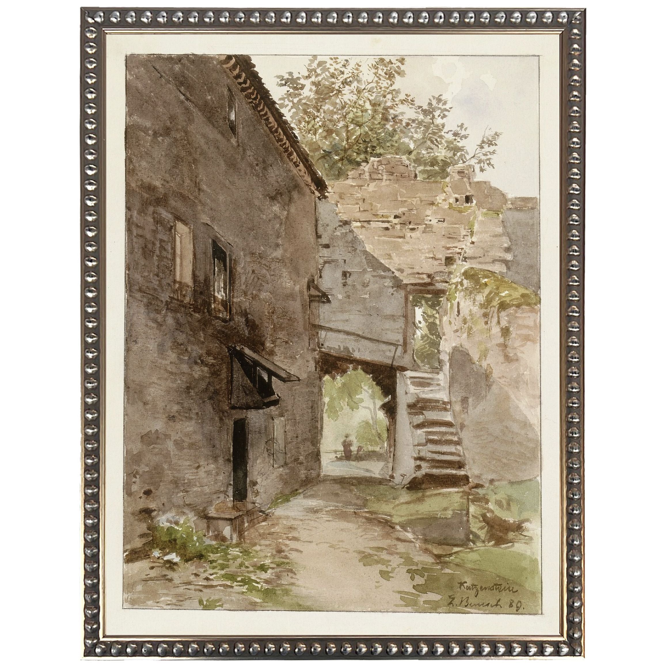 Vintage Watercolor Stone Scene | 12" x 16"