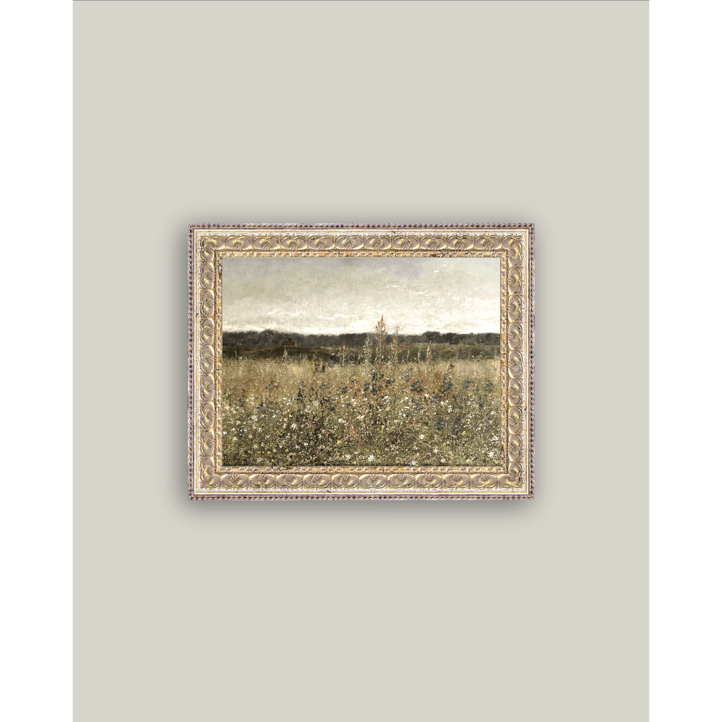 Framed Antique Art | Wildflower Field - 9X7