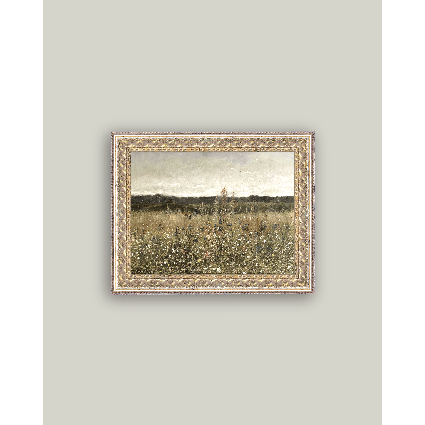 Framed Antique Art | Wildflower Field - 9X7