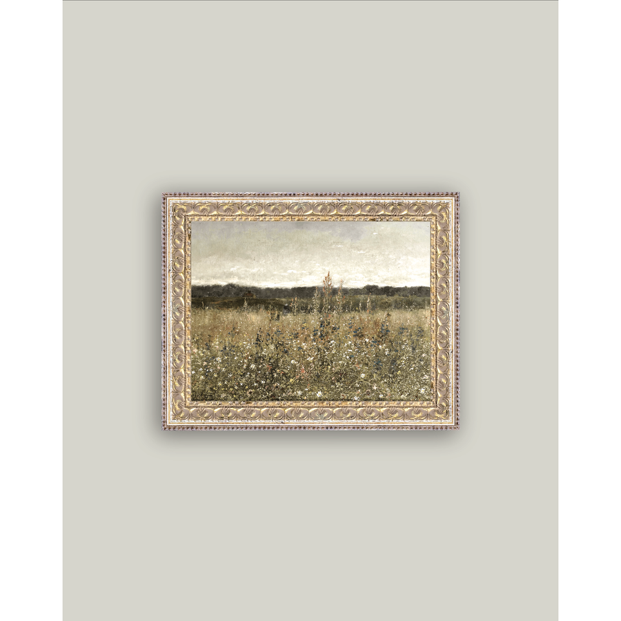 Framed Antique Art | Wildflower Field - 9X7