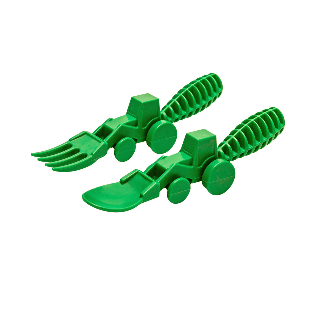Constructive Eating - Set of 2 Tractor Utensils: Blue