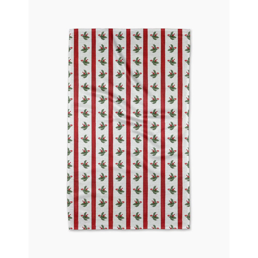 Geometry Tea Towel | Christmas Holly Stripe