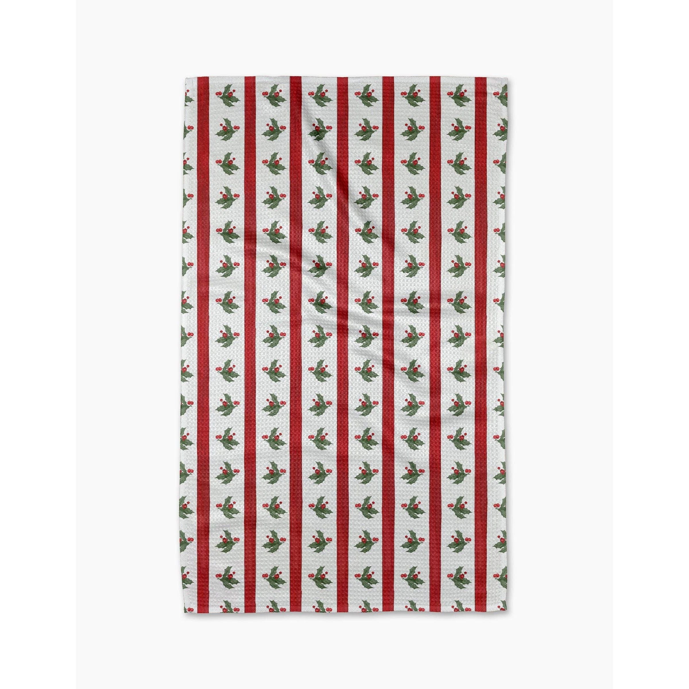 Geometry Tea Towel | Christmas Holly Stripe