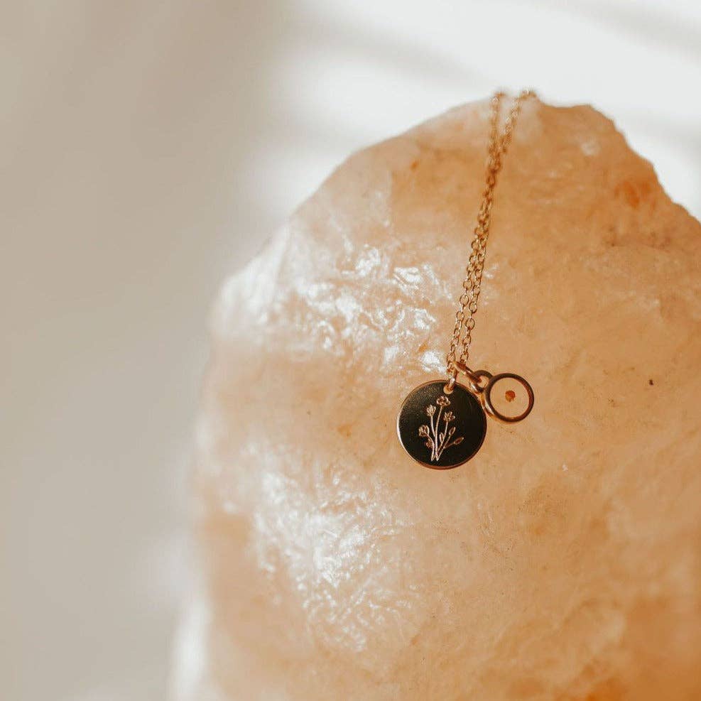 Wildflower Necklace w/Mustard Seed | Gold