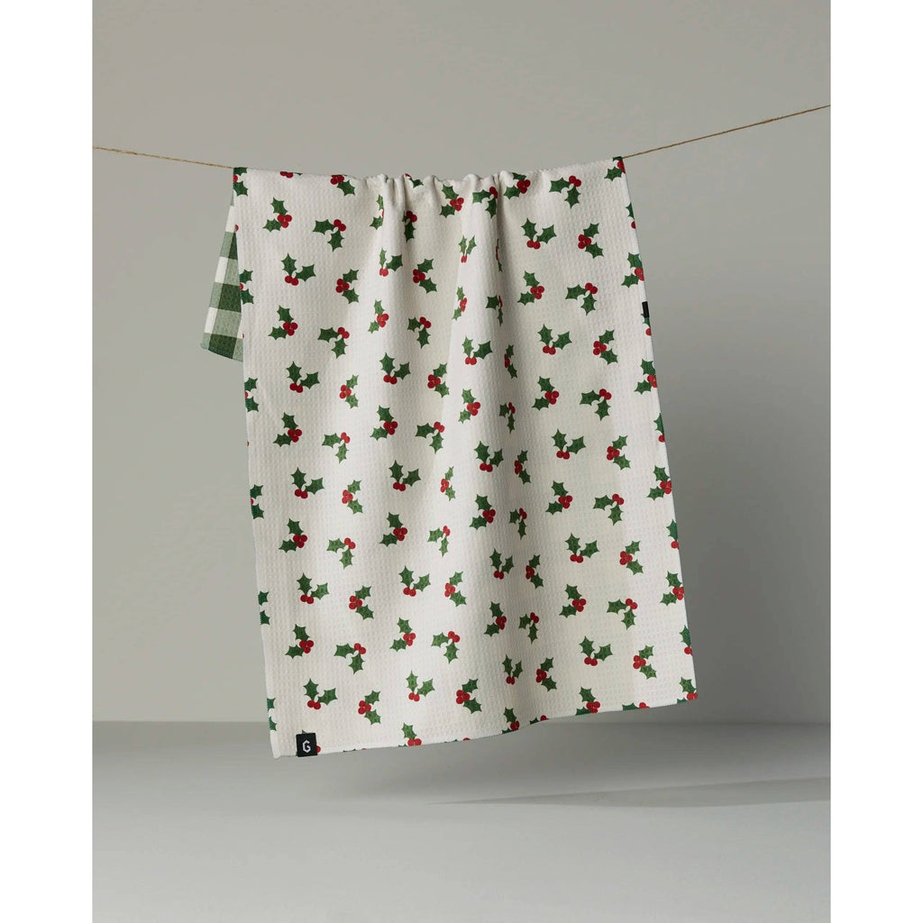Geometry - Holiday Holly Luxe Kitchen Towel