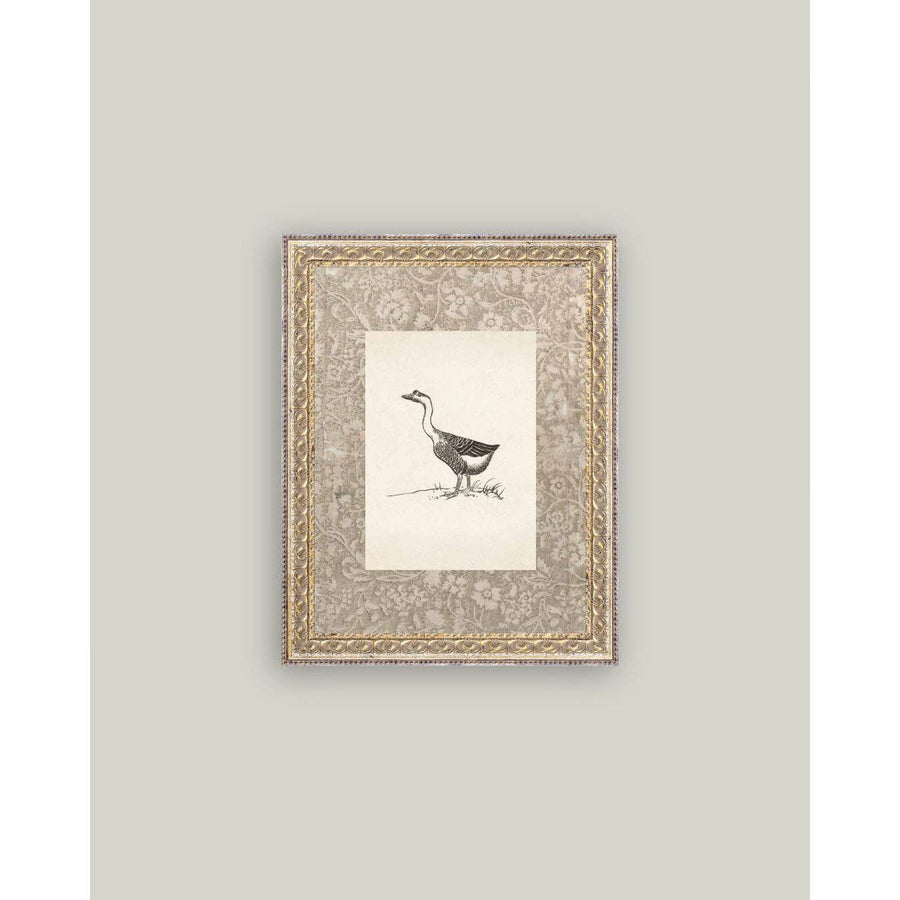 Single Goose Framed Antique Art | 8 x 10