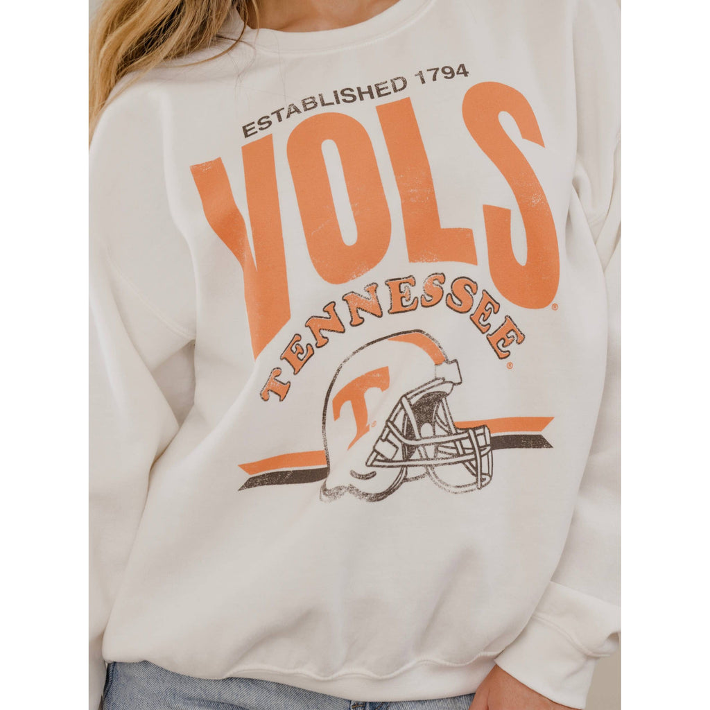 LivyLu - Tennessee Vols Established Date Helmet Thrifted Sweatshirt : XL