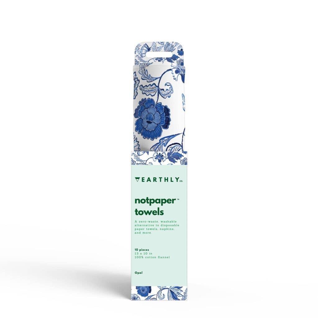 S/10 Blue Floral Reusable Cotton Towels