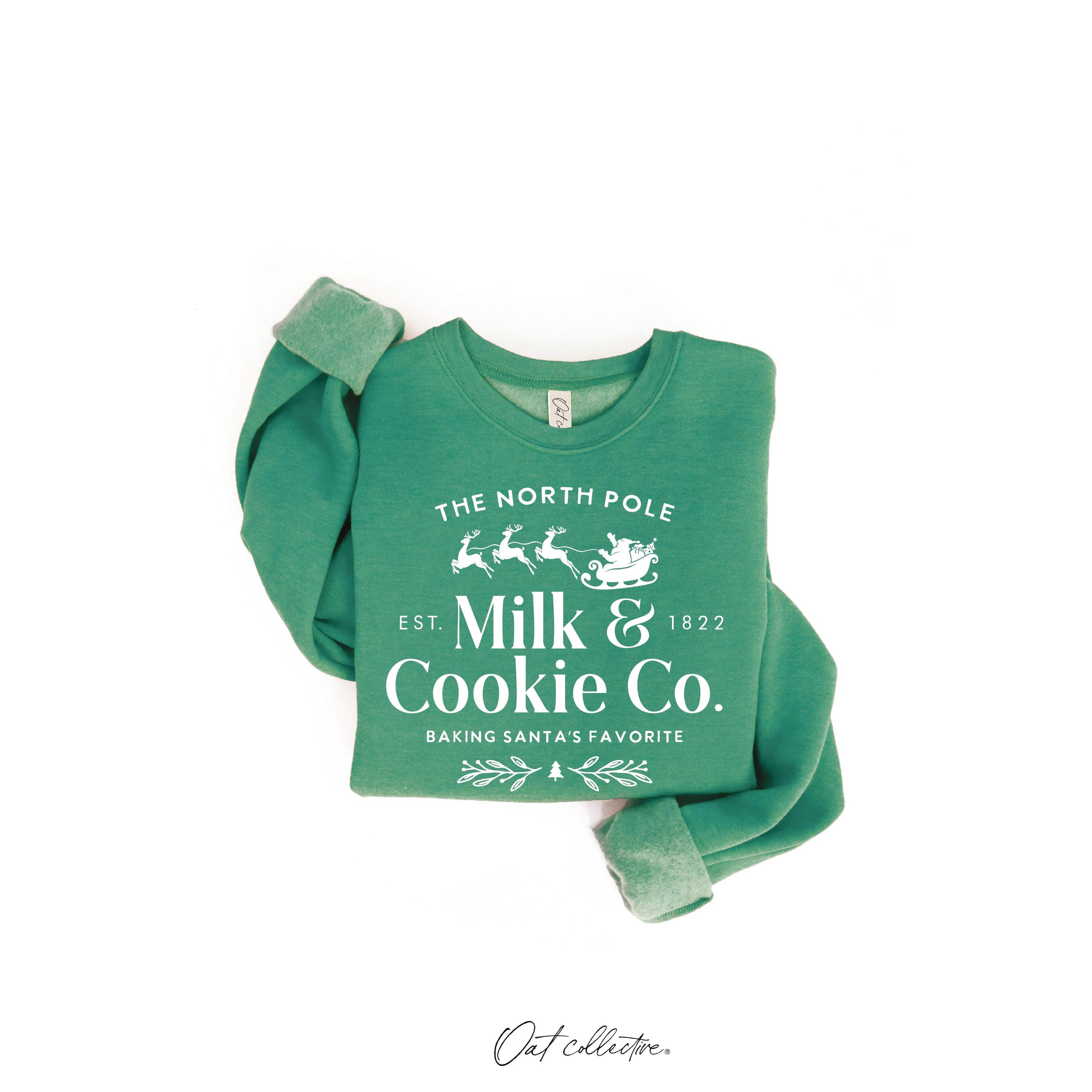 The North Pole Milk & Cookie Graphic Sweatshirt | Heather Green