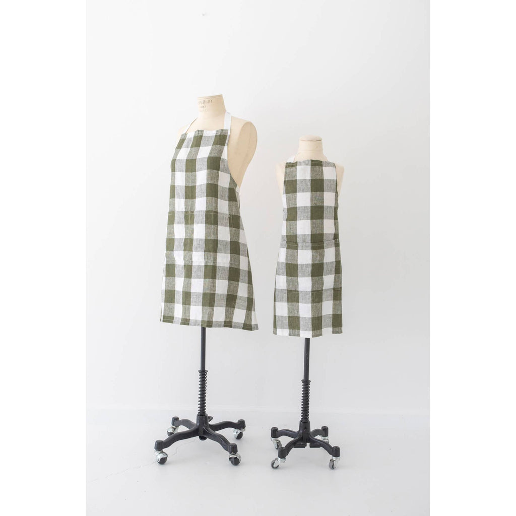 Keepsake Linen Adult Bistro Apron | Olive Gingham