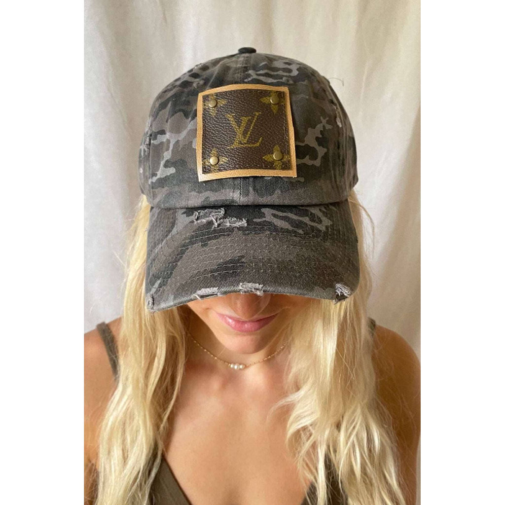 Up-Cycled Black Camo Cap