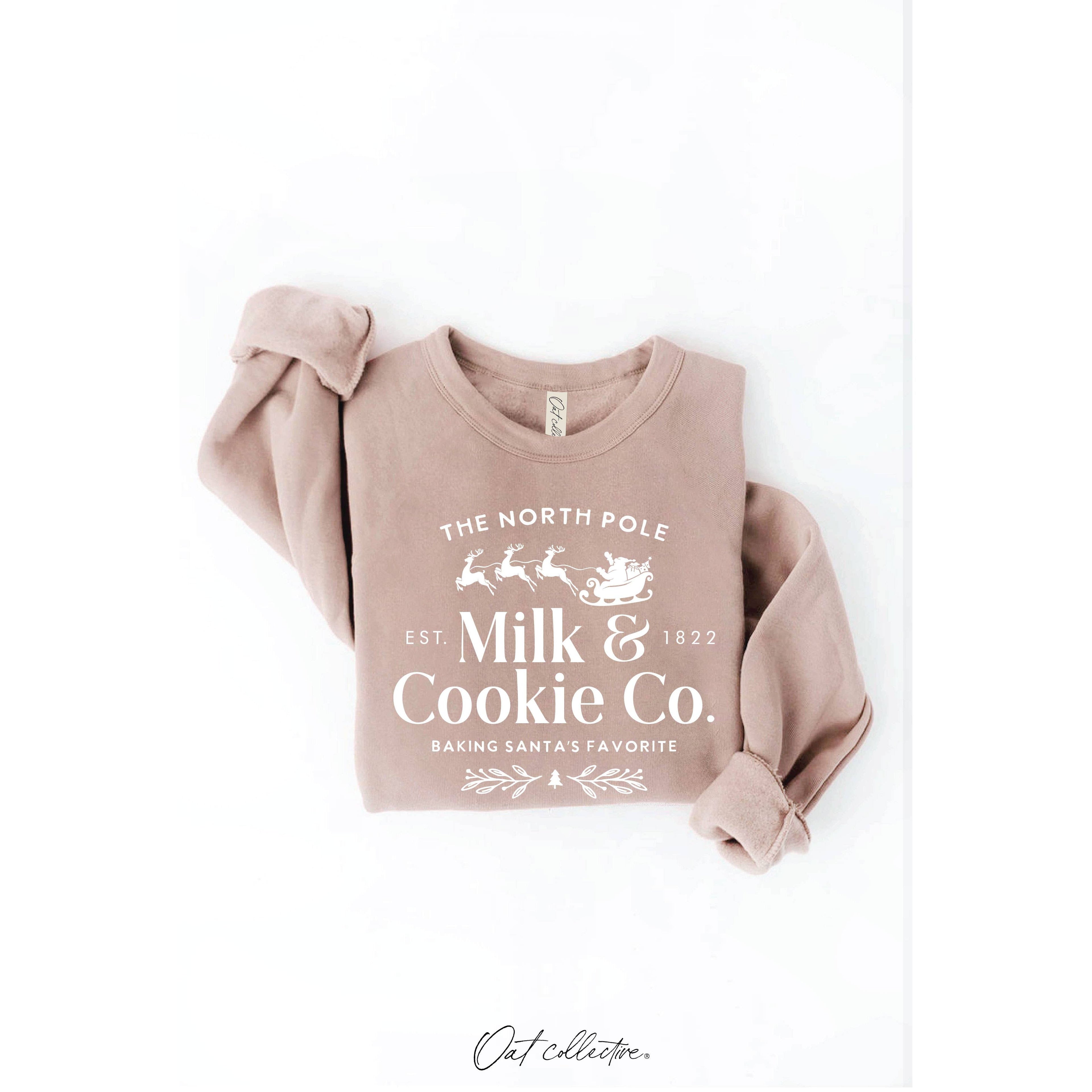 The North Pole Milk & Cookie Graphic Sweatshirt | Heather Green