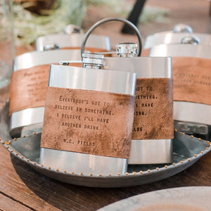 Brown Leather Quote Flasks - 1st Edition