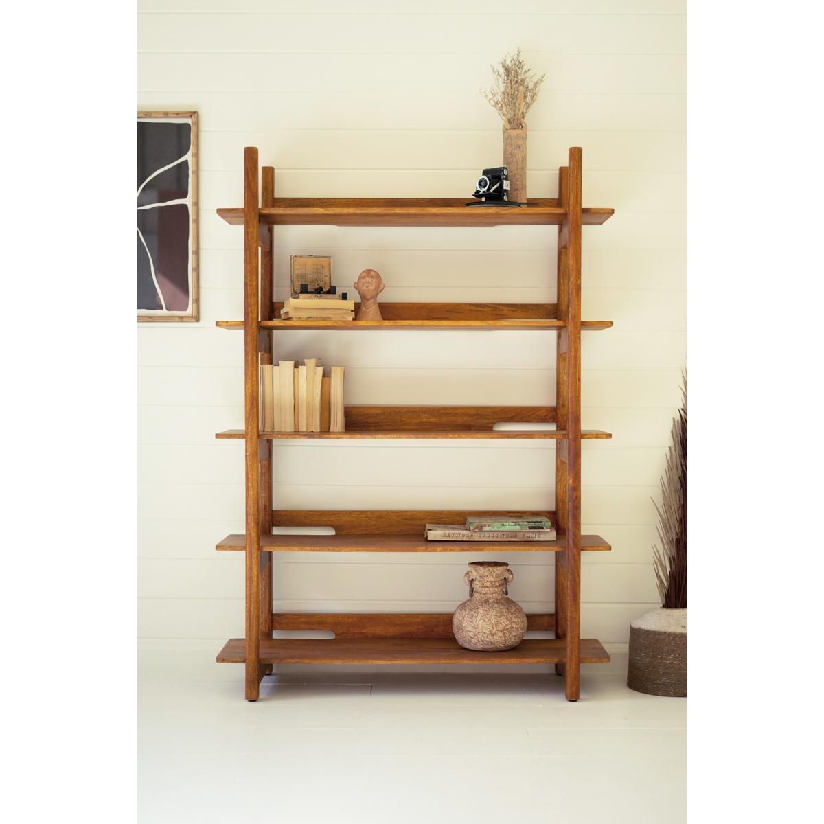 Mango Wood Bookshelf w/Teak Finish
