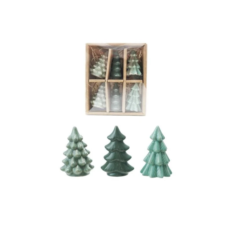 S/6 Boxed Stoneware Trees | Green