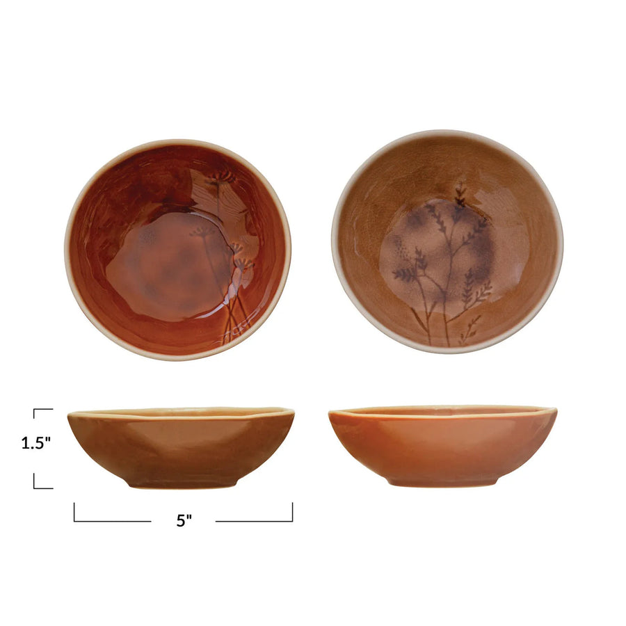 Stoneware Bowl w/Botanical