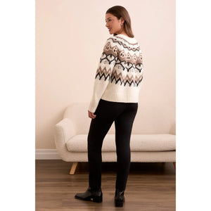 Fair Isle Button Front Sweater Cardigan | Moonstone