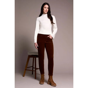 MIcro Cord Audrey Pull-On Slim Ankle Pants | Dark Anise