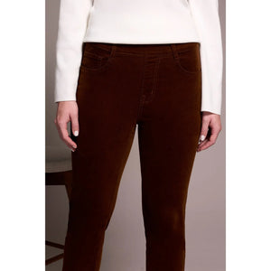 MIcro Cord Audrey Pull-On Slim Ankle Pants | Dark Anise