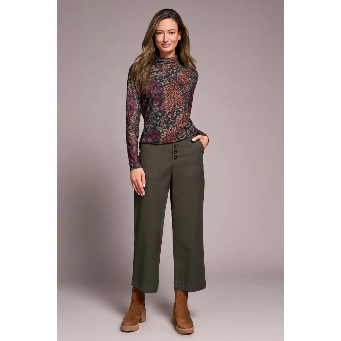Slub Cotton Strtech Sophia Curvy Wide Leg Jeans | Spruce